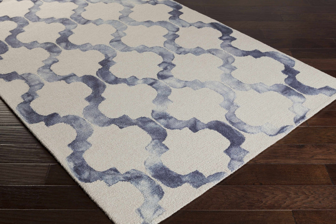 Libby Contemporary Geometrical Silver And Navy Rug - The Rug Decor