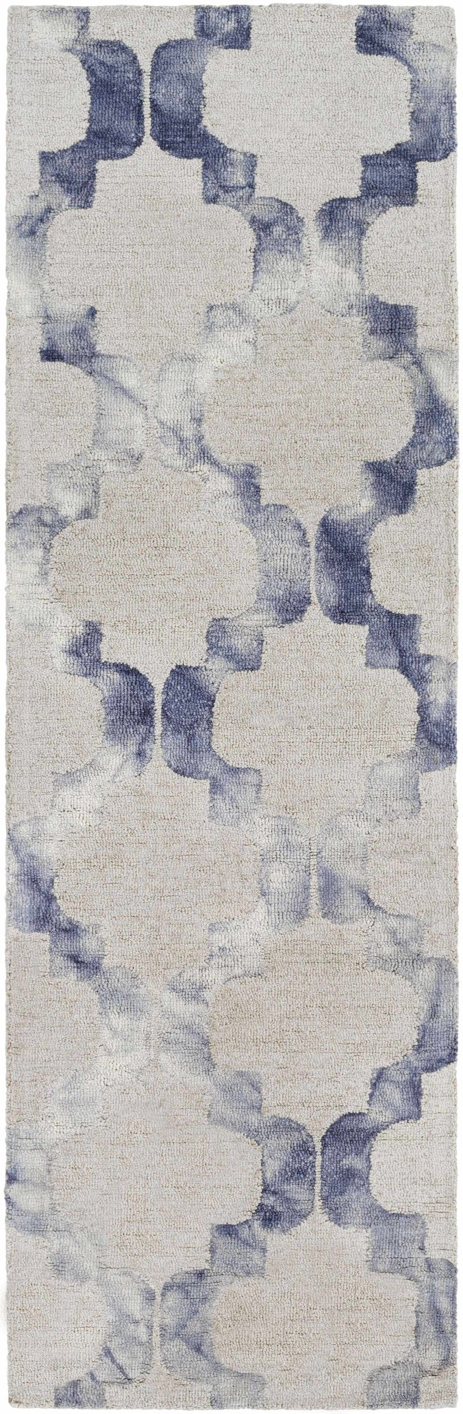 Libby Contemporary Geometrical Silver And Navy Rug - The Rug Decor