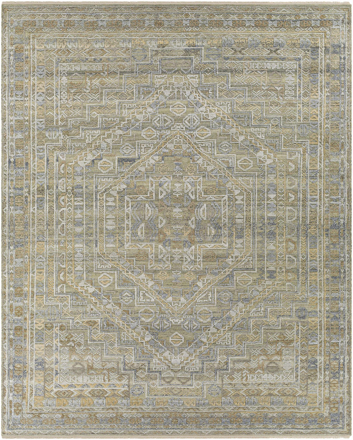 Ligao Traditional Style Olive And Gray Hand Knotted Area Rug