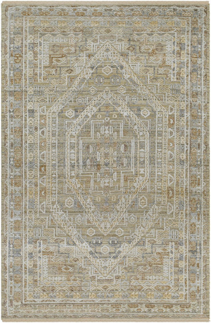 Ligao Traditional Style Olive And Gray Hand Knotted Area Rug - The Rug Decor
