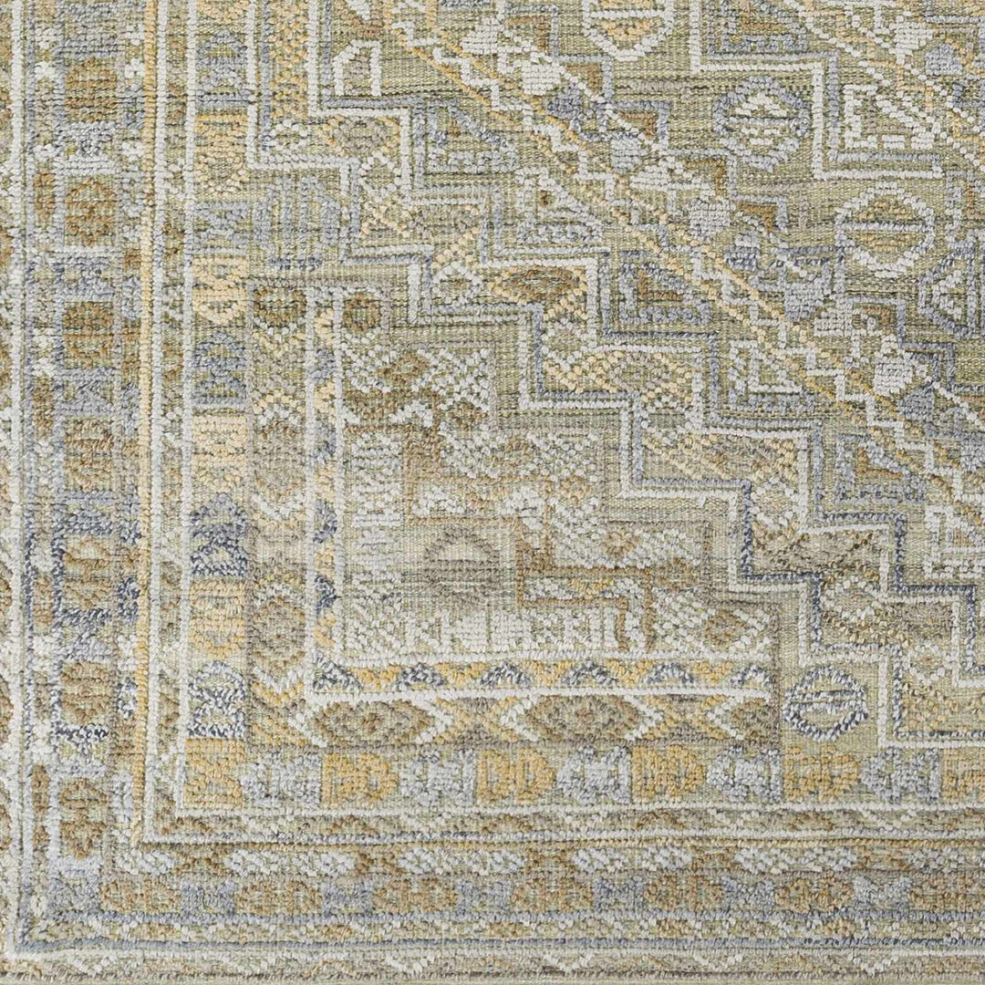 Ligao Traditional Style Olive And Gray Hand Knotted Area Rug - The Rug Decor