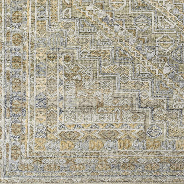 Ligao Traditional Style Olive And Gray Hand Knotted Area Rug - The Rug Decor