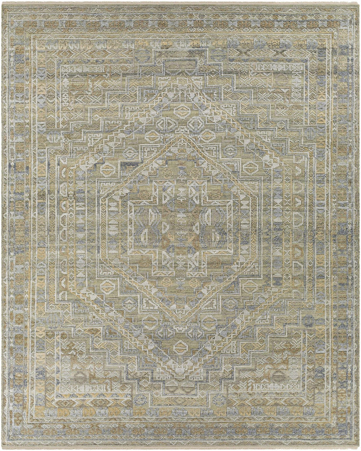 Ligao Traditional Style Olive And Gray Hand Knotted Area Rug - The Rug Decor