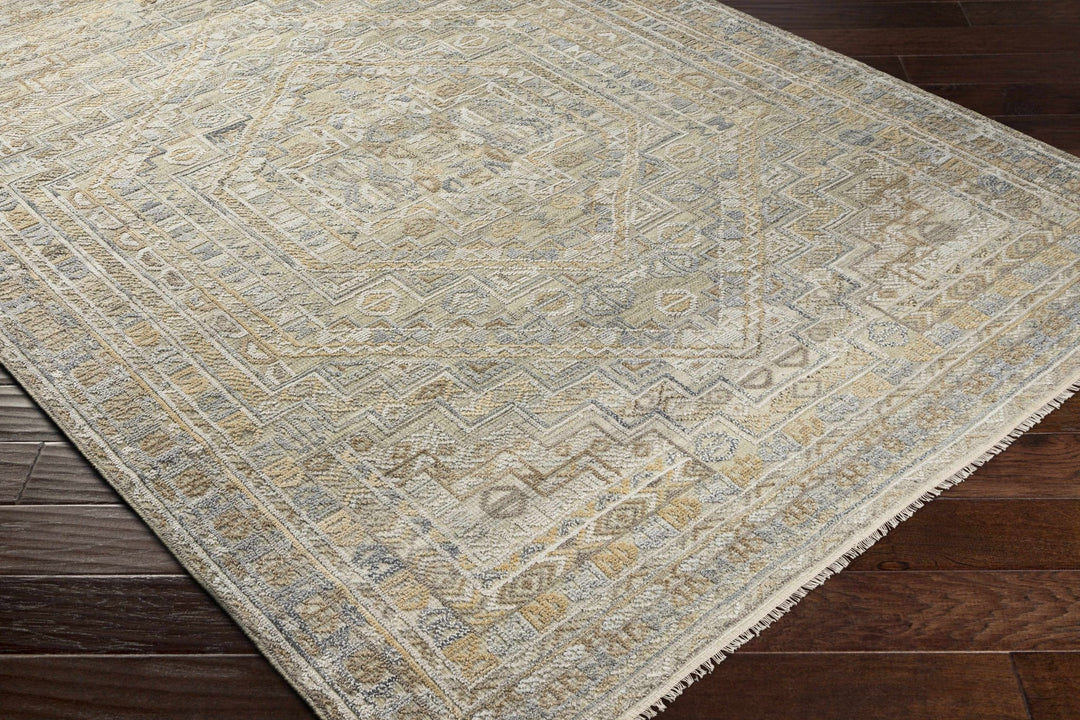 Ligao Traditional Style Olive And Gray Hand Knotted Area Rug - The Rug Decor