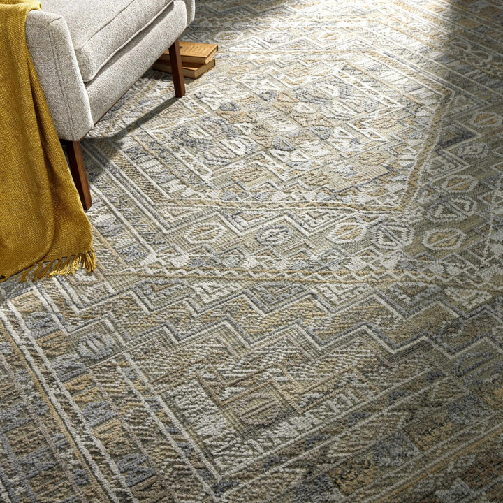 Ligao Traditional Style Olive And Gray Hand Knotted Area Rug - The Rug Decor