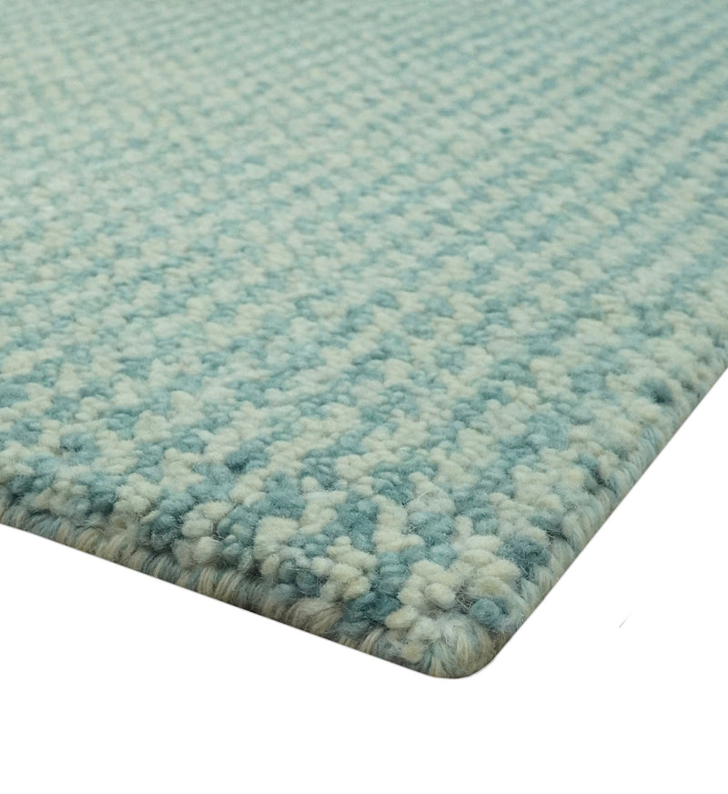 Light Blue and Beige Stripes Design Contemporary Custom Made wool Area Rug - The Rug Decor