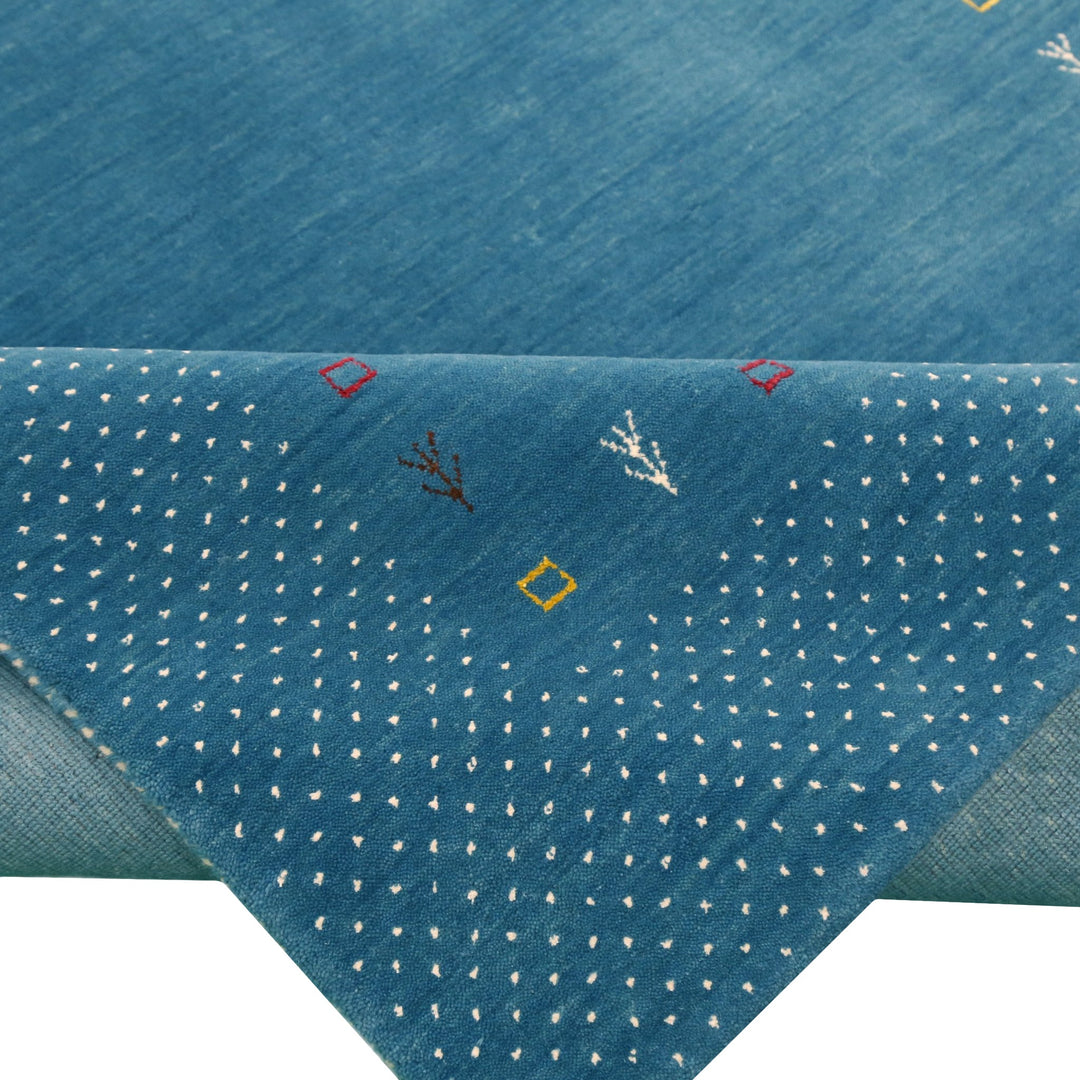 Light Blue Contemporary Gabbeh Border Design Hand Loomed Wool Area Rug - The Rug Decor