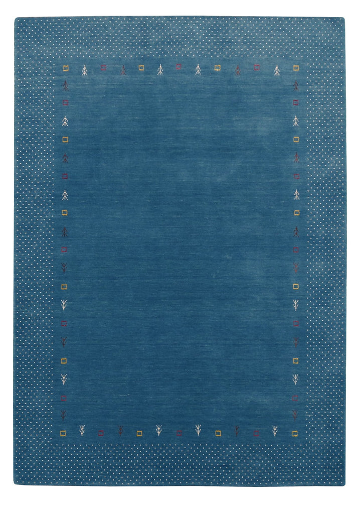 Light Blue Contemporary Gabbeh Border Design Hand Loomed Wool Area Rug - The Rug Decor