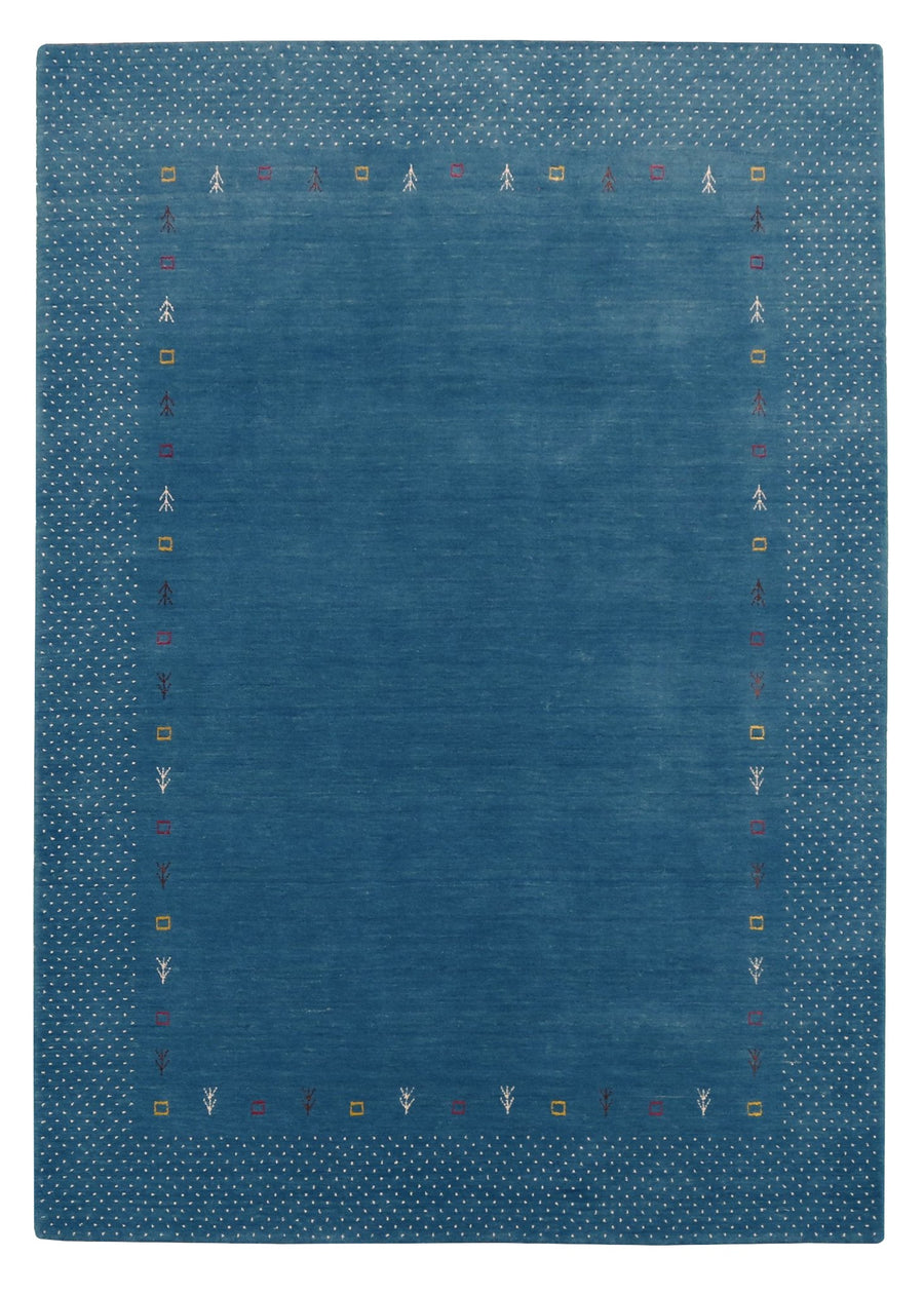 Light Blue Contemporary Gabbeh Border Design Hand Loomed Wool Area Rug - The Rug Decor