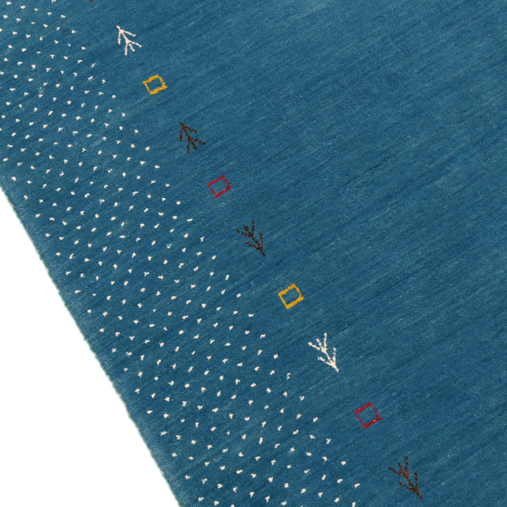 Light Blue Contemporary Gabbeh Border Design Hand Loomed Wool Area Rug - The Rug Decor