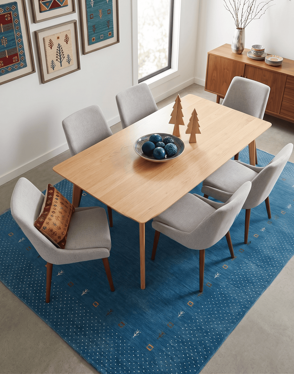 Light Blue Contemporary Gabbeh Border Design Hand Loomed Wool Area Rug - The Rug Decor