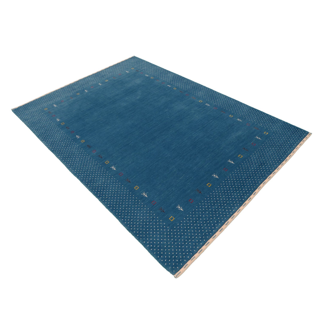 Light Blue Contemporary Gabbeh Border Design Hand Loomed Wool Area Rug - The Rug Decor