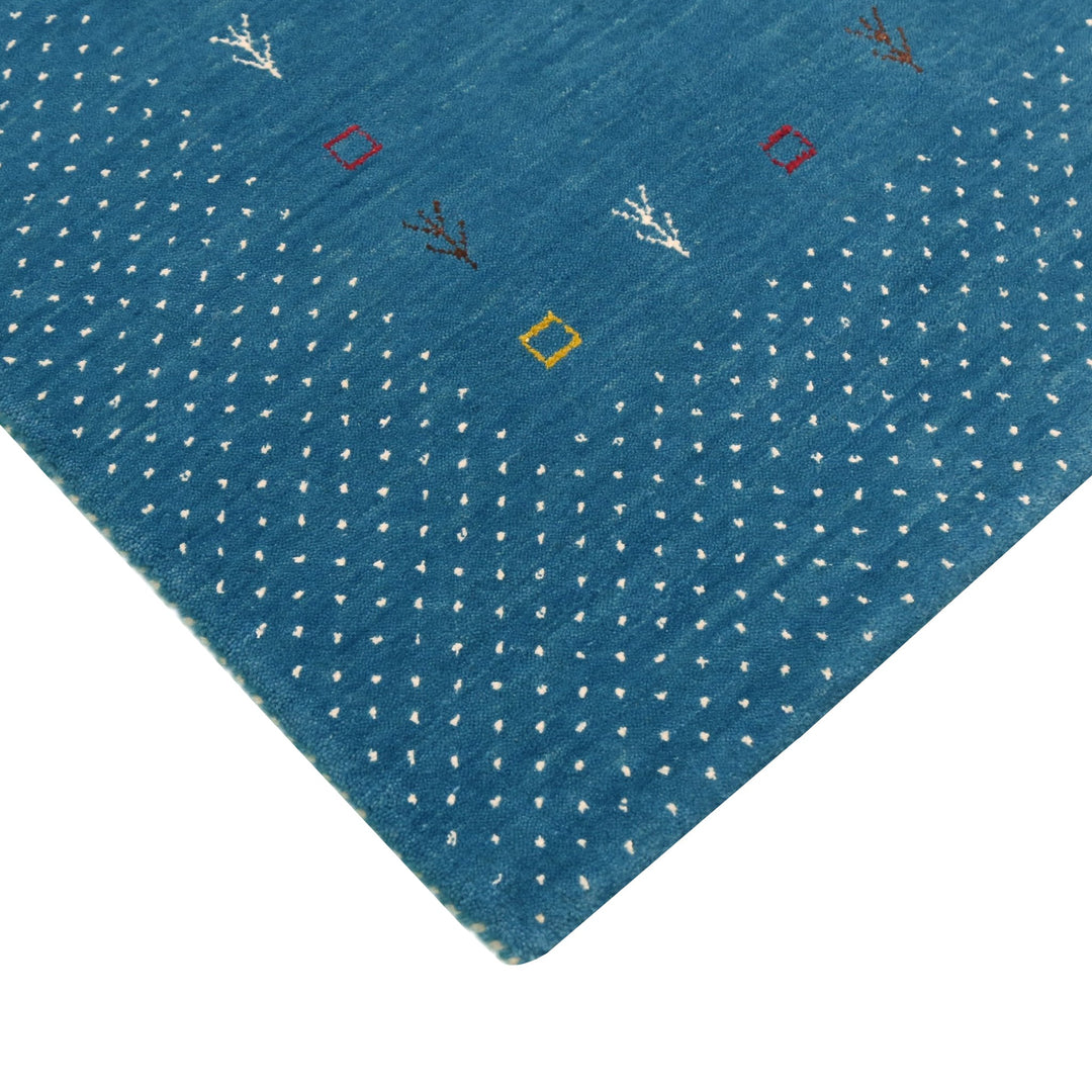 Light Blue Contemporary Gabbeh Border Design Hand Loomed Wool Area Rug - The Rug Decor