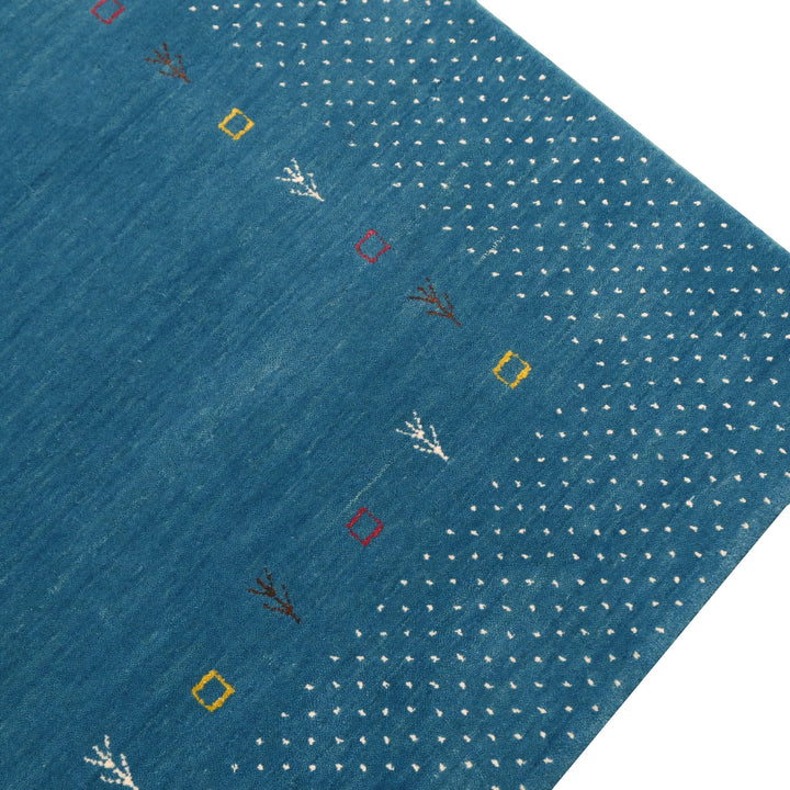 Light Blue Contemporary Gabbeh Border Design Hand Loomed Wool Area Rug - The Rug Decor