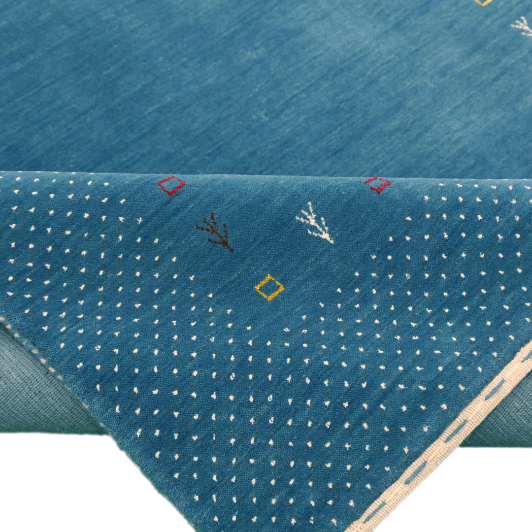 Light Blue Contemporary Gabbeh Border Design Hand Loomed Wool Area Rug - The Rug Decor