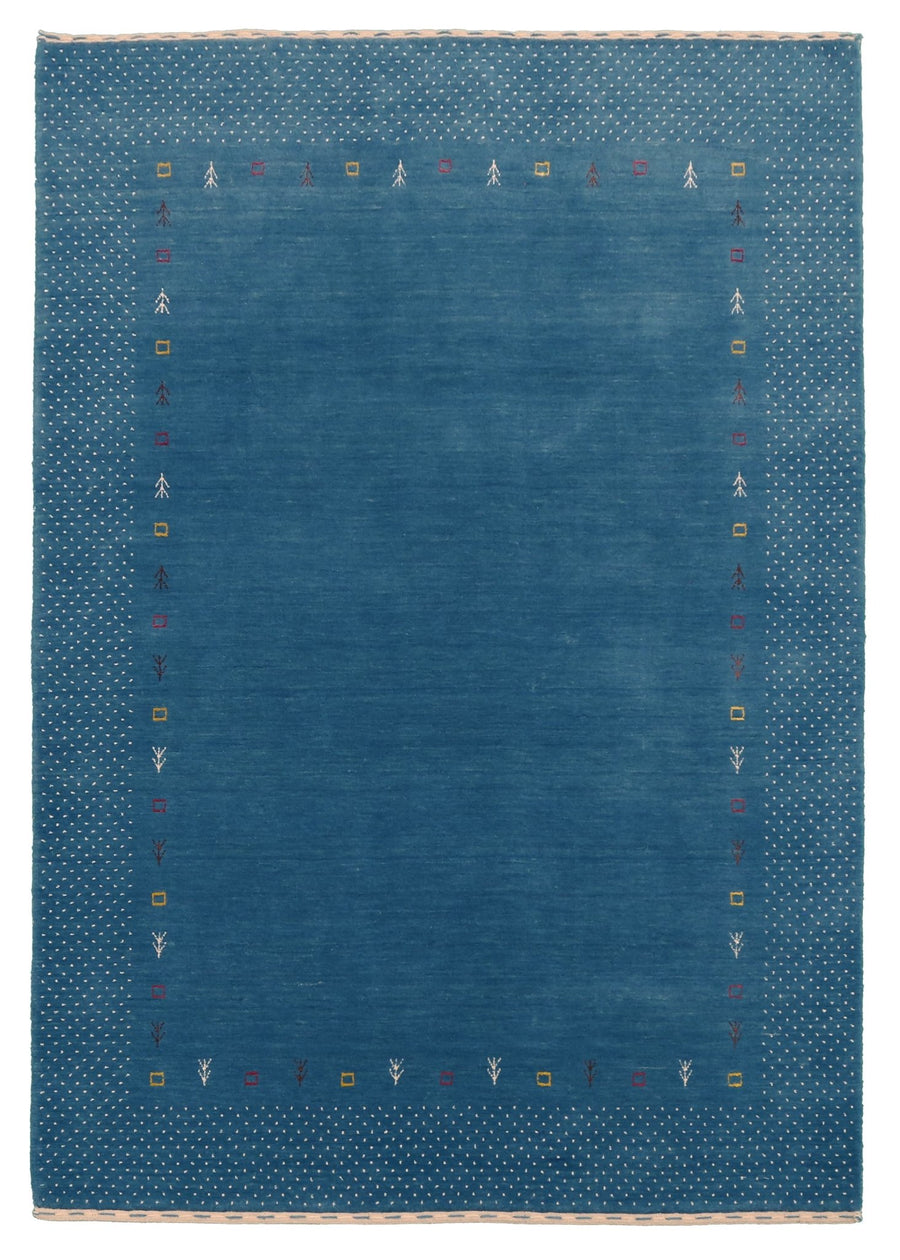 Light Blue Contemporary Gabbeh Border Design Hand Loomed Wool Area Rug - The Rug Decor