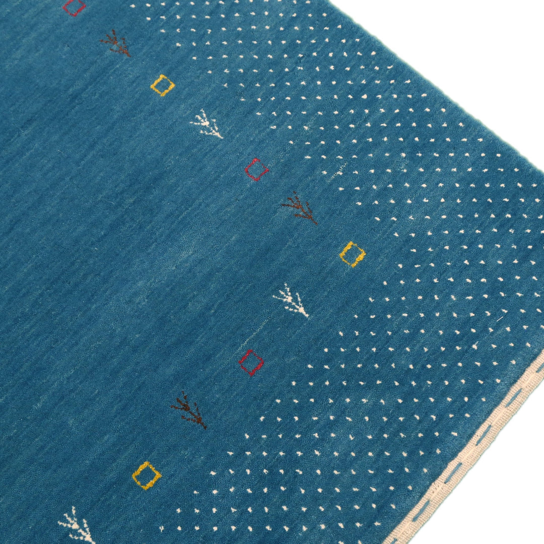 Light Blue Contemporary Gabbeh Border Design Hand Loomed Wool Area Rug - The Rug Decor