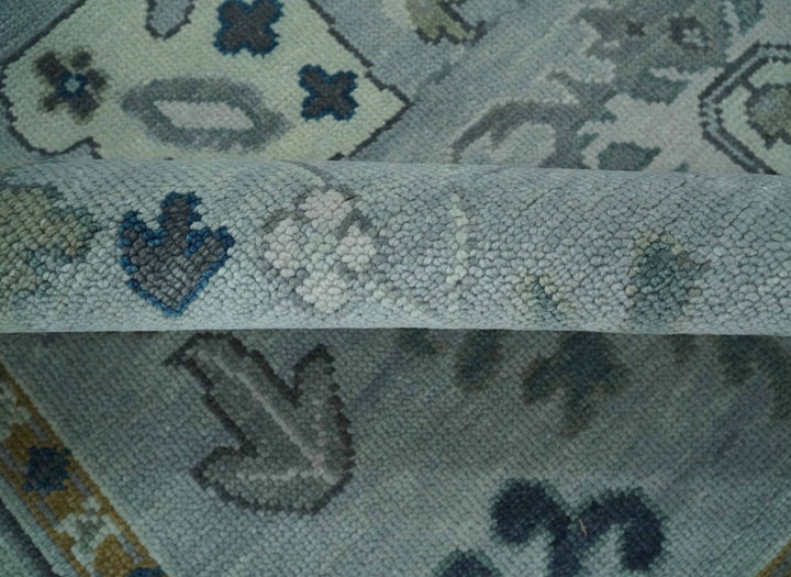 Light Blue Hand knotted Traditional Oushak Multi Size wool Area Rug - The Rug Decor