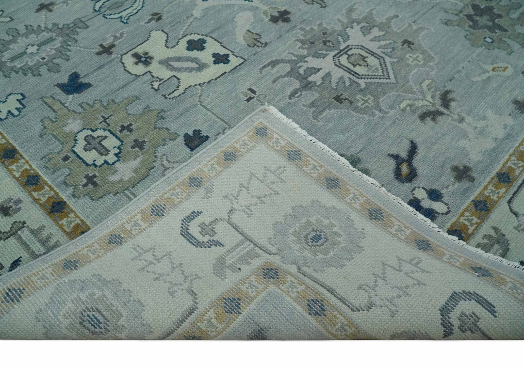 Light Blue Hand knotted Traditional Oushak Multi Size wool Area Rug - The Rug Decor