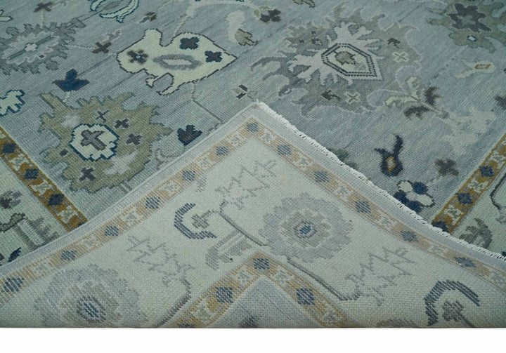Light Blue Hand knotted Traditional Oushak Multi Size wool Area Rug - The Rug Decor
