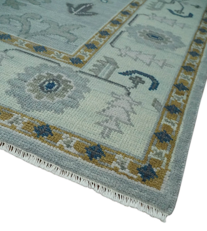 Light Blue Hand knotted Traditional Oushak Multi Size wool Area Rug - The Rug Decor