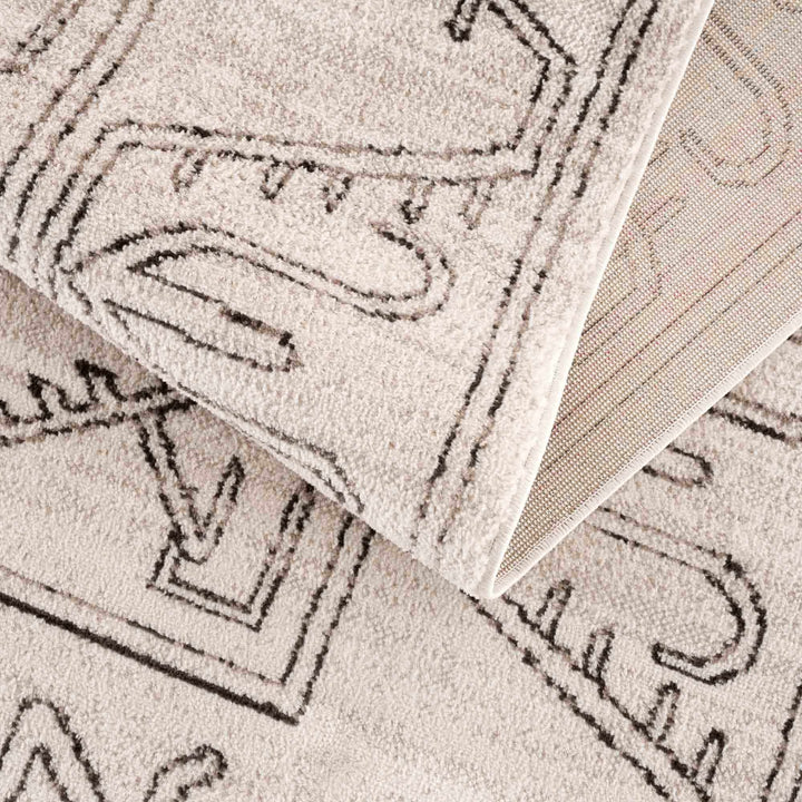Light Peach and Charcoal Tribal Design Contemporary Area Rug - The Rug Decor