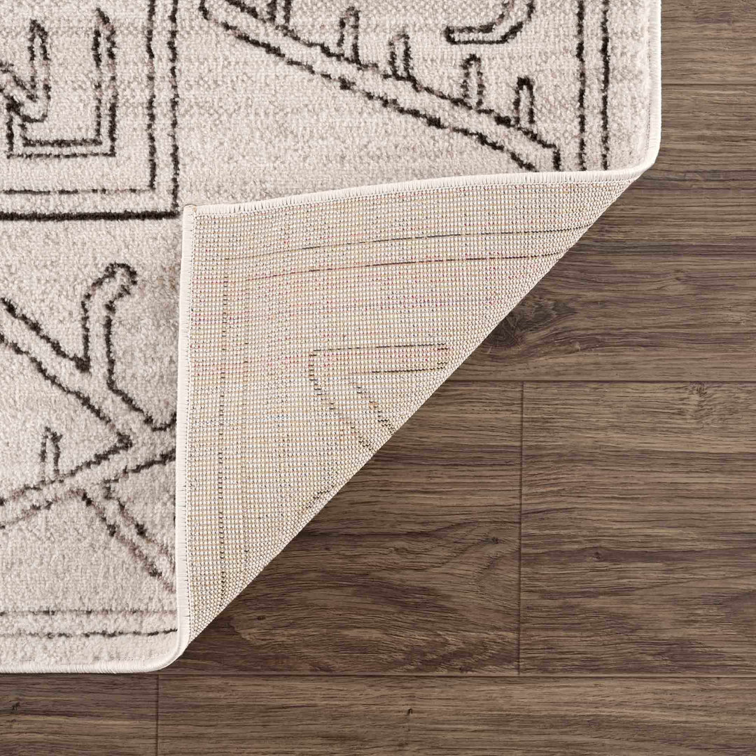 Light Peach and Charcoal Tribal Design Contemporary Area Rug - The Rug Decor
