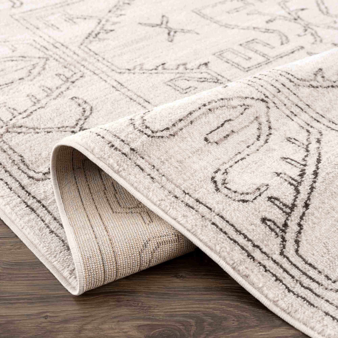 Light Peach and Charcoal Tribal Design Contemporary Area Rug - The Rug Decor