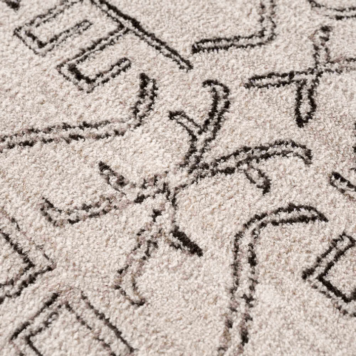 Light Peach and Charcoal Tribal Design Contemporary Area Rug - The Rug Decor