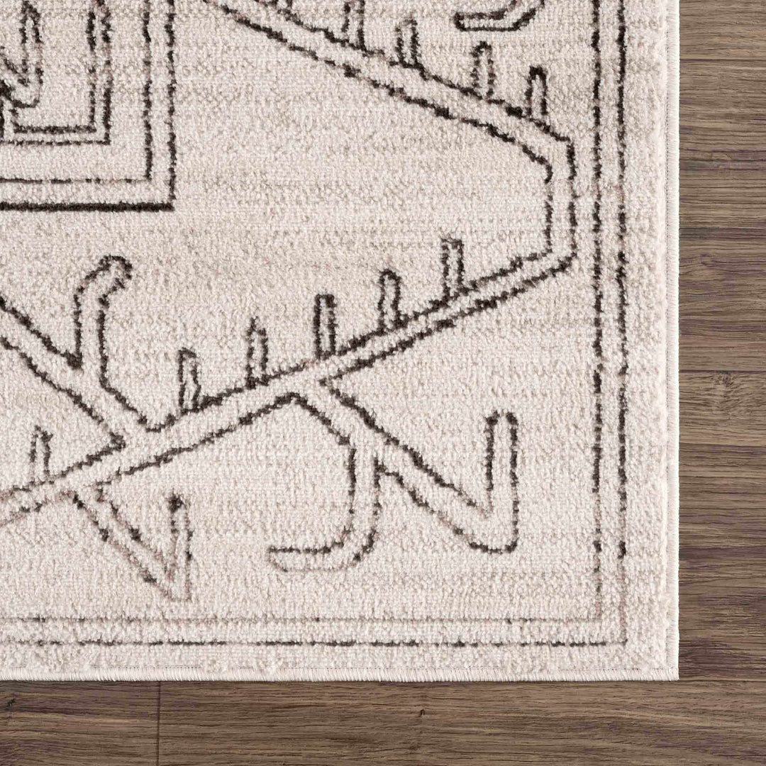 Light Peach and Charcoal Tribal Design Contemporary Area Rug - The Rug Decor