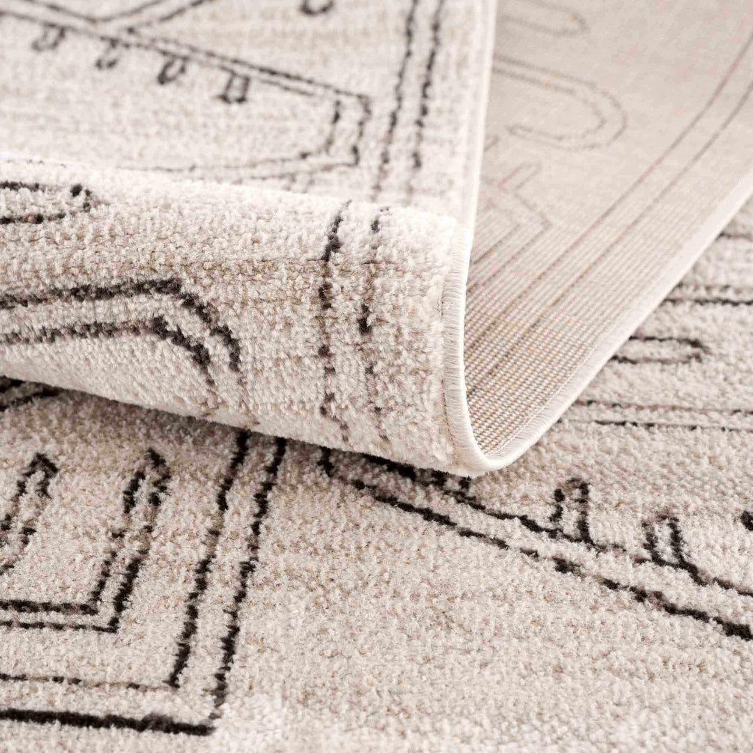 Light Peach and Charcoal Tribal Design Contemporary Area Rug - The Rug Decor
