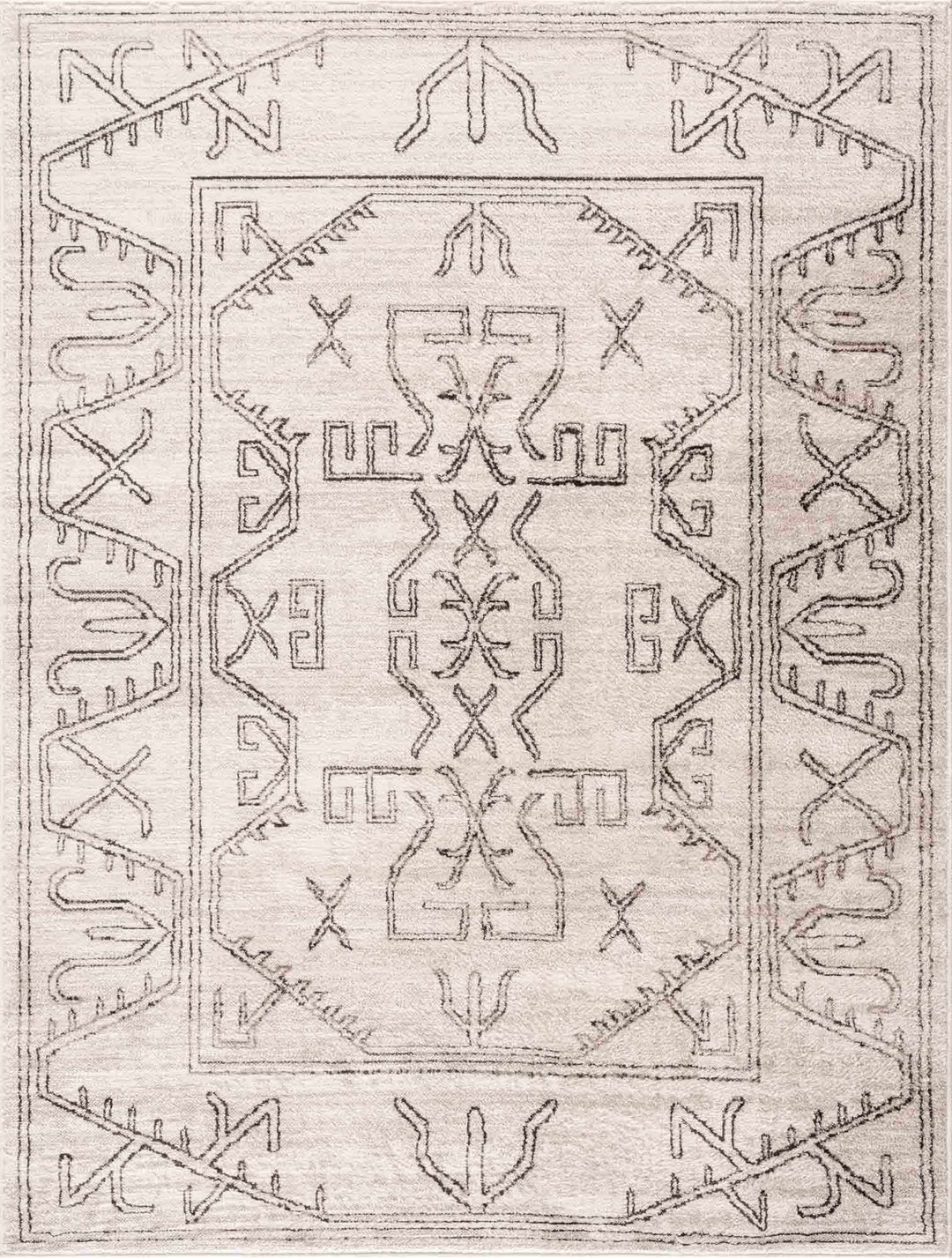 Light Peach and Charcoal Tribal Design Contemporary Area Rug - The Rug Decor