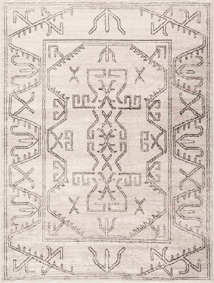 Light Peach and Charcoal Tribal Design Contemporary Area Rug - The Rug Decor