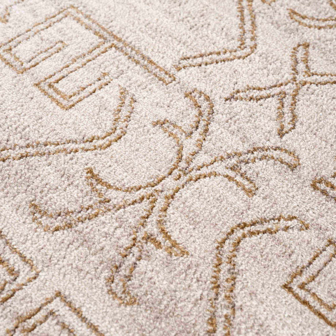 Light Peach and Gold Contemporary Tribal Design Area Rug - The Rug Decor