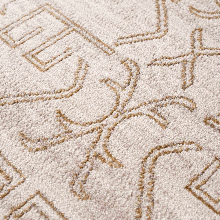Light Peach and Gold Contemporary Tribal Design Area Rug - The Rug Decor