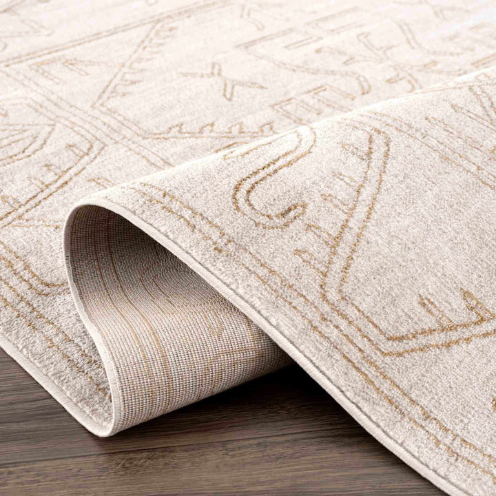Light Peach and Gold Contemporary Tribal Design Area Rug - The Rug Decor