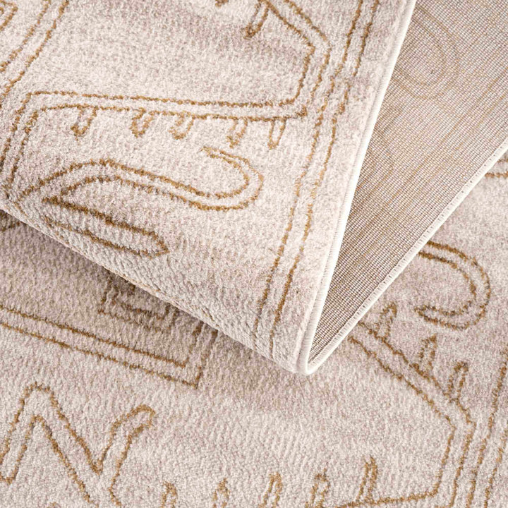 Light Peach and Gold Contemporary Tribal Design Area Rug - The Rug Decor