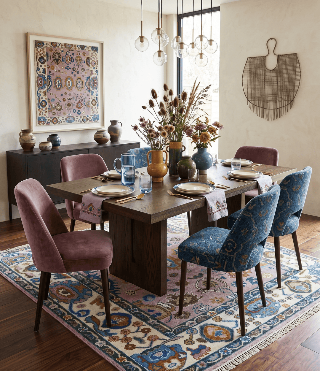 Light Purple, Ivory and Blue Hand knotted Traditional Oushak Multi Size wool Area Rug - The Rug Decor