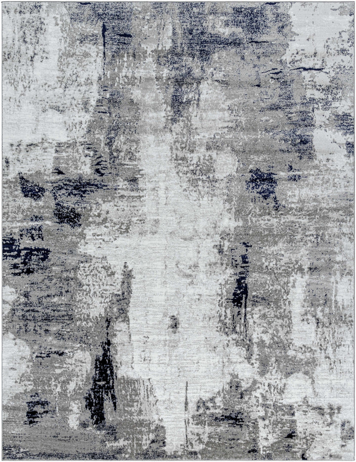 Limao Modern Abstract Design Silver And Blue Area Rug