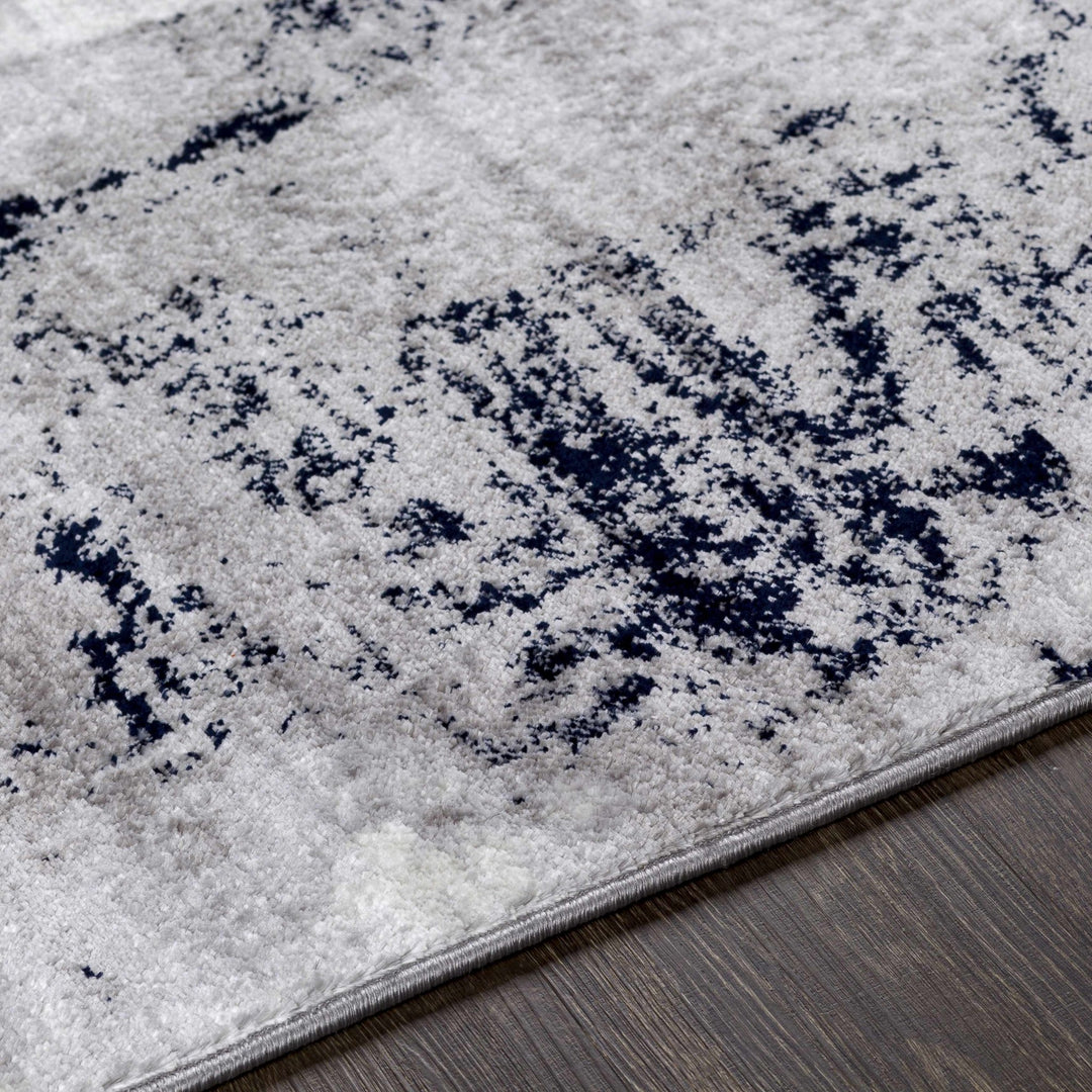 Limao Modern Abstract Design Silver And Blue Area Rug - The Rug Decor