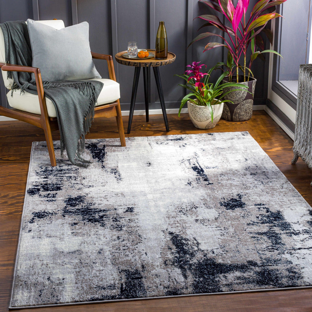 Limao Modern Abstract Design Silver And Blue Area Rug - The Rug Decor