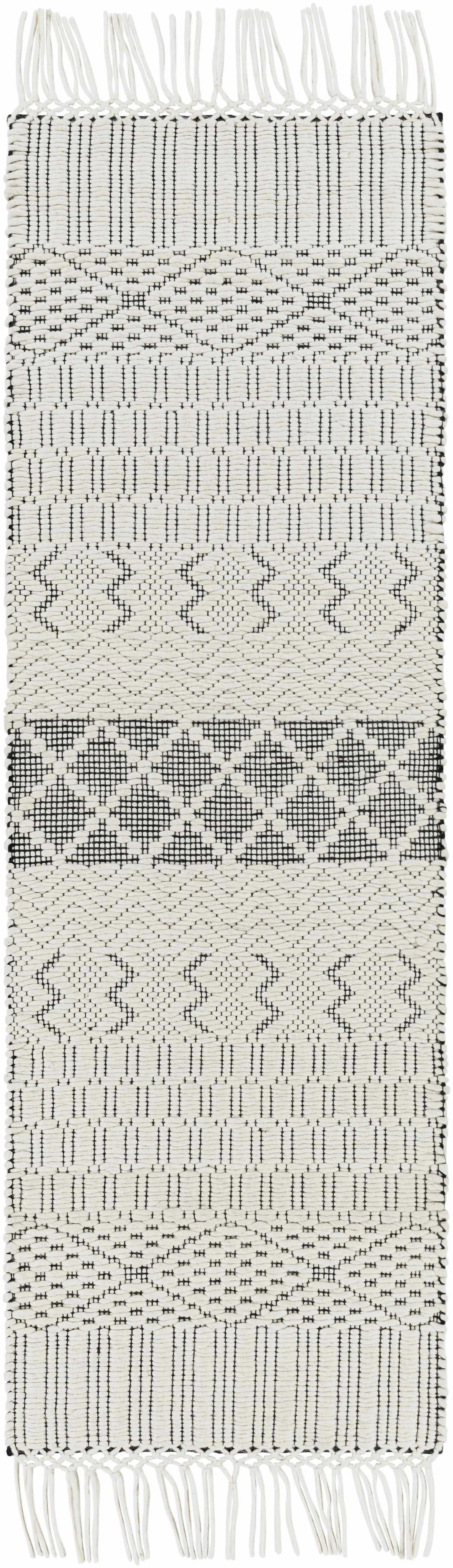Limoges Ivory And Black Modern Geometrical Hand Woven Area Rug