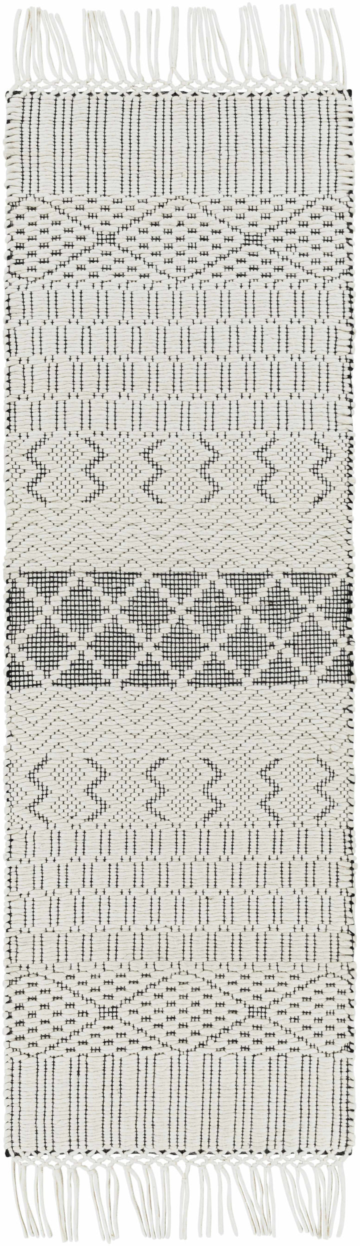 Limoges Ivory And Black Modern Geometrical Hand Woven Area Rug