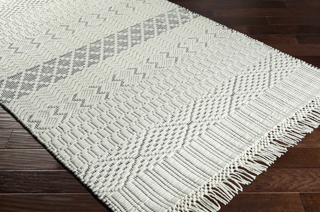 Limoges Ivory And Black Modern Geometrical Hand Woven Area Rug