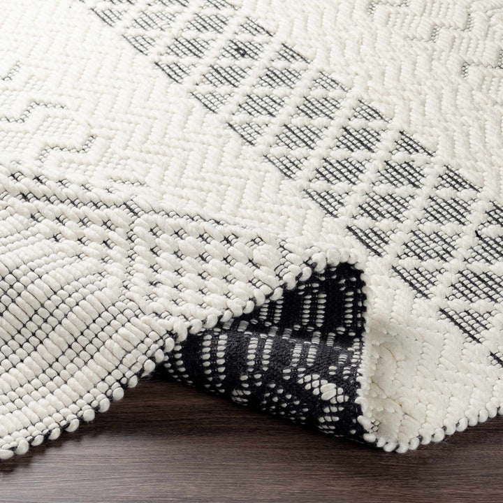 Limoges Ivory And Black Modern Geometrical Hand Woven Area Rug
