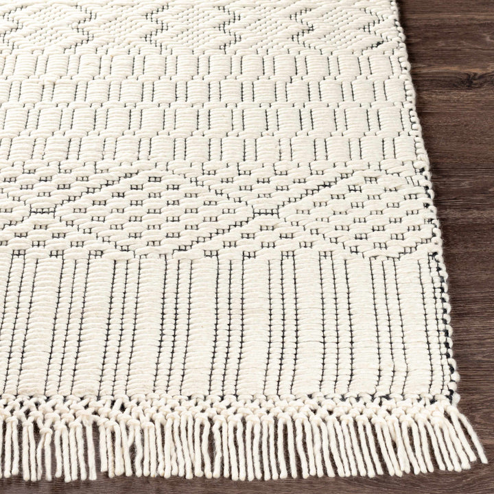Limoges Ivory And Black Modern Geometrical Hand Woven Area Rug