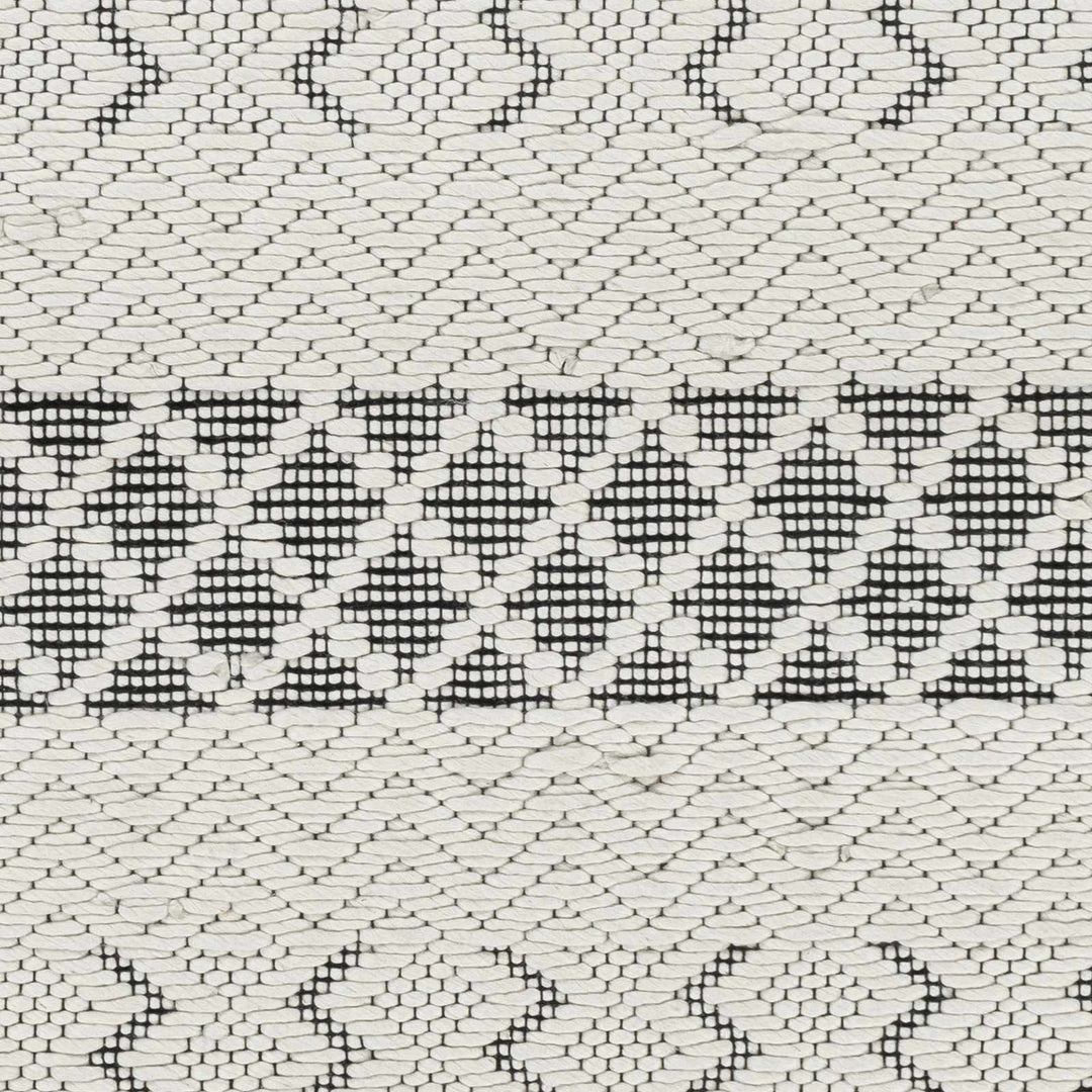 Limoges Ivory And Black Modern Geometrical Hand Woven Area Rug