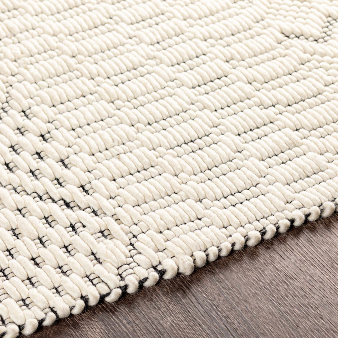 Limoges Ivory And Black Modern Geometrical Hand Woven Area Rug
