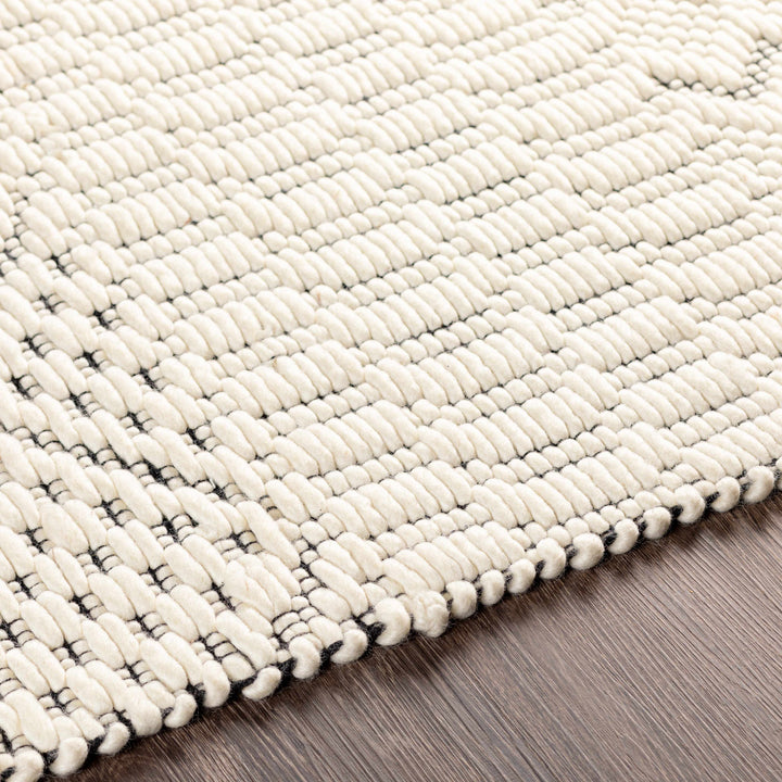 Limoges Ivory And Black Modern Geometrical Hand Woven Area Rug