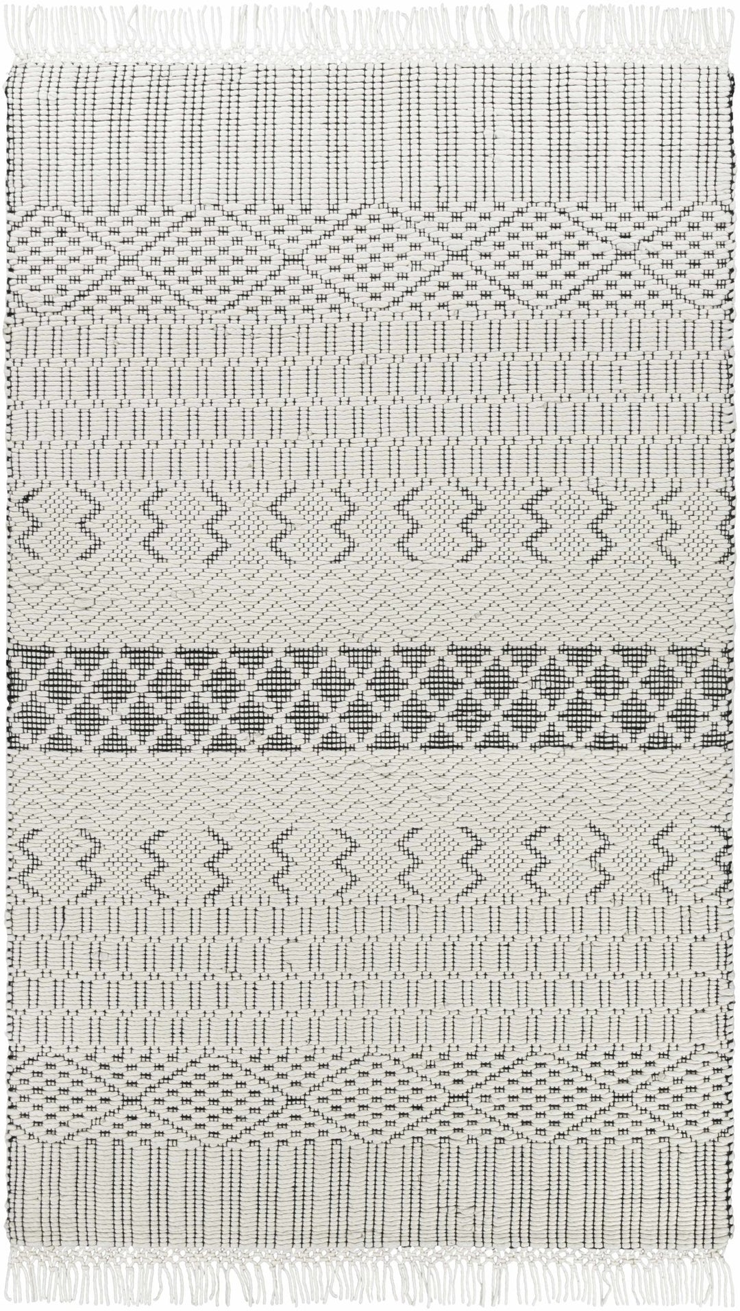 Limoges Ivory And Black Modern Geometrical Hand Woven Area Rug - The Rug Decor